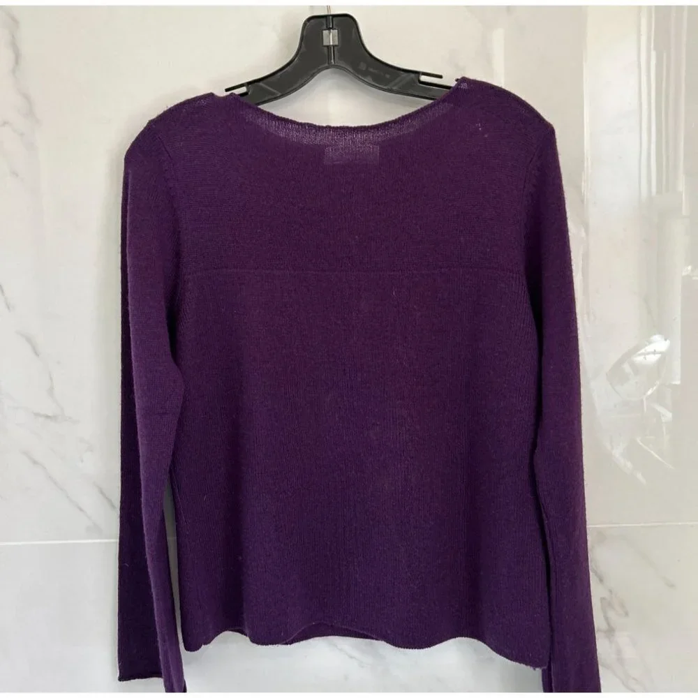 Lord&Taylor Knitted Merino Wool Sweater Boatneck Pullover Knitted Purple Size Me